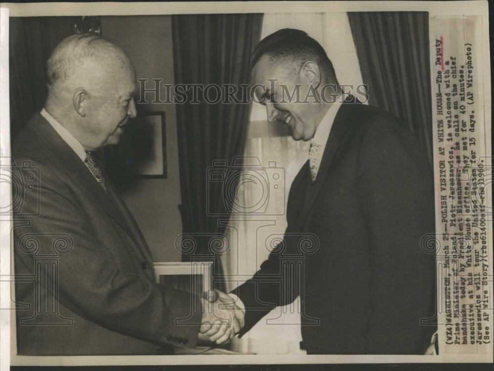 1960 Press Photo President Eisenhower & Prime Minister Pietr Jareszwicz. - Historic Images