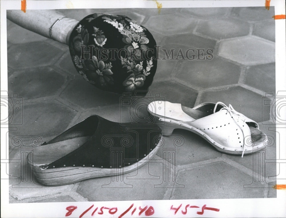 1971 Press Photo Wooden Clog Shoes from Sweden. - Historic Images