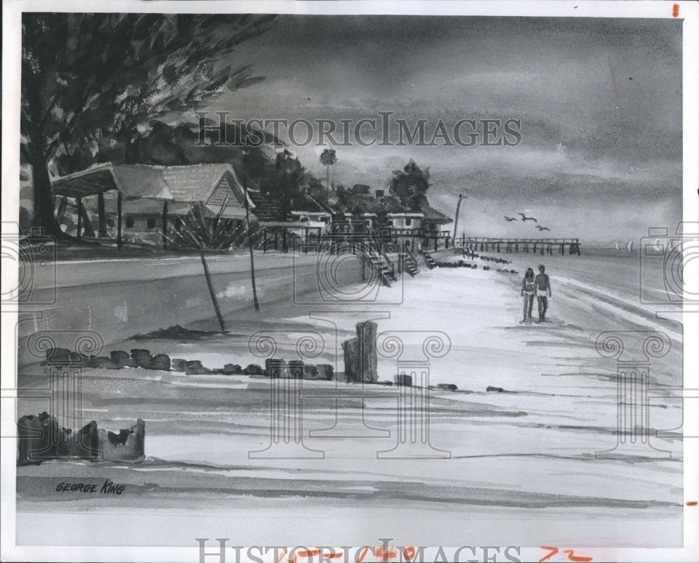 1976 Press Photo Morning At Indian Rocks Beach Artist George King - Historic Images