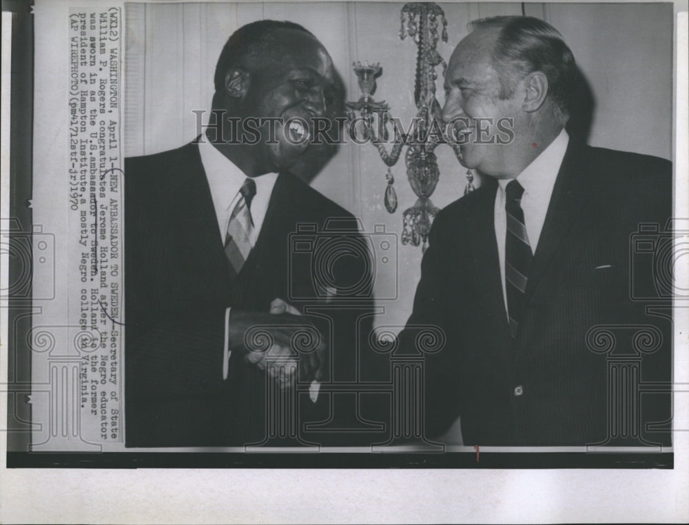 1970 Press Photo Secretary of State William Rogers and Dr. Jerome Holland. - Historic Images