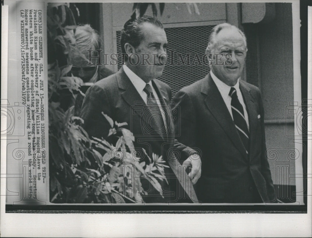 1972 Press Photo President Richard Nixon And Secretary Of State William Rogers - Historic Images