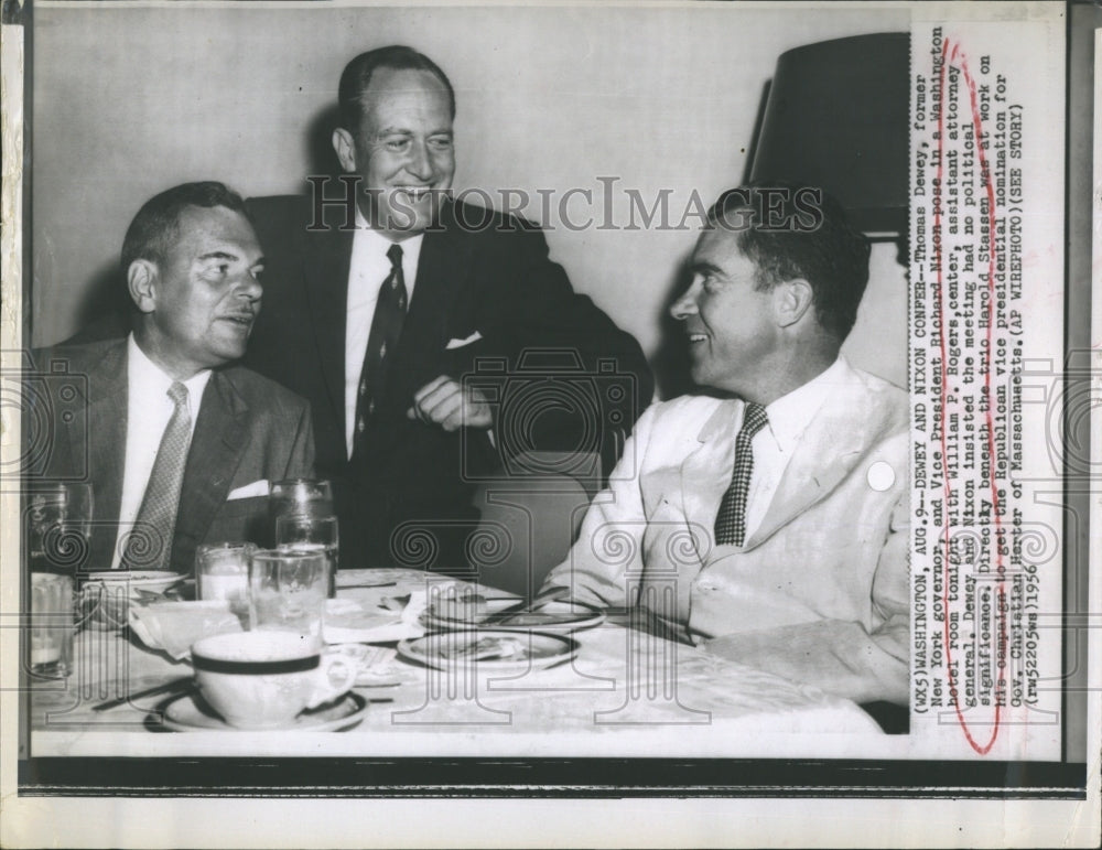 1956 Press Photo Thomas Dewey President Richard Nixon & William P. Rogers - Historic Images