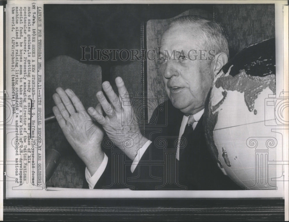 1965 Press Photo Managing Director of UN Special Fund Paul G. Hoffman - Historic Images