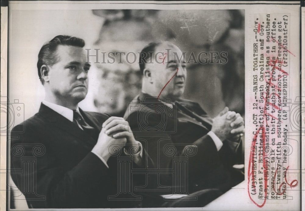 1959 Press Photo Gov. Ernest F. Hollings and Gov. A.B. Chandler - Historic Images