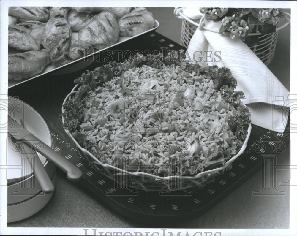 1984 Press Photo Artichoke wild rice salad - Historic Images