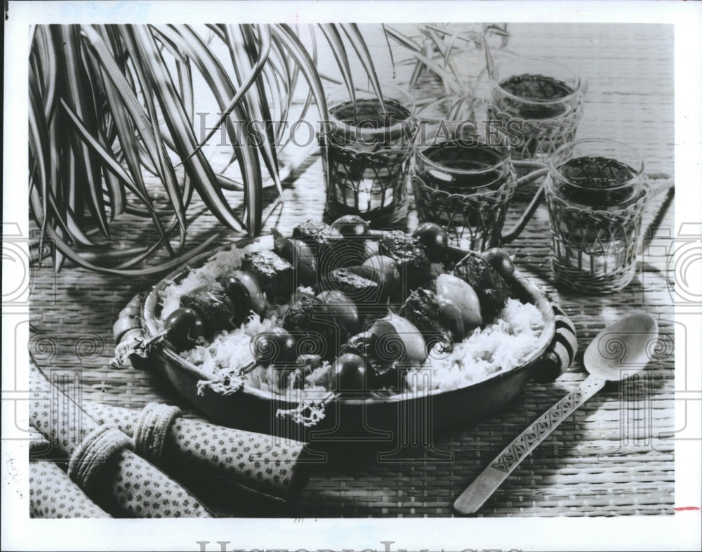 1985 Press Photo Pictured is a dish of Festive Kraut Fabobs. - Historic Images