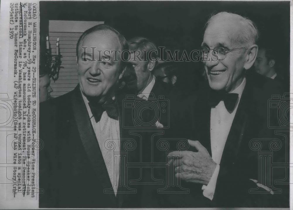 1970 Press Photo House Speaker John W. McCormack Hubert H. Humphrey - Historic Images