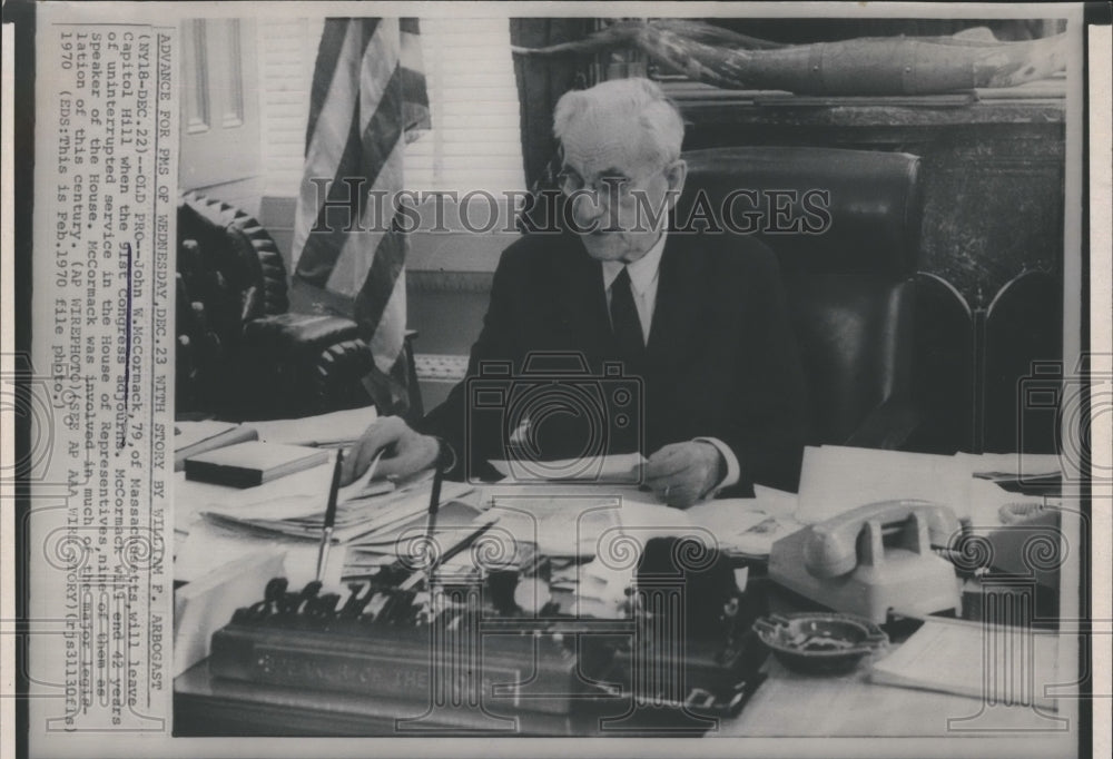 1970 Press Photo Representative John W. McCormack - Historic Images