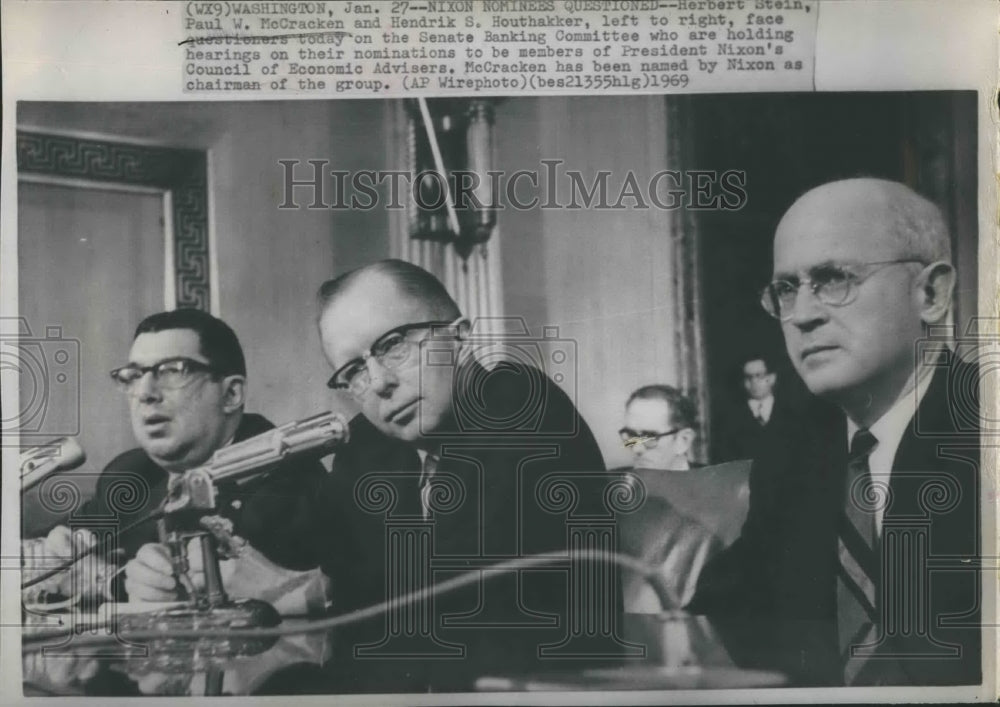 1969 Press Photo Herbert Stein Paul W. McCracken Hendrick S. Houthakker - Historic Images