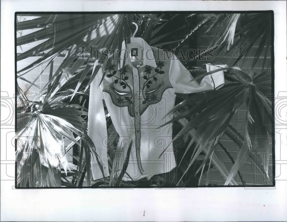 1987 Embroidered and braided western shirt.-Historic Images