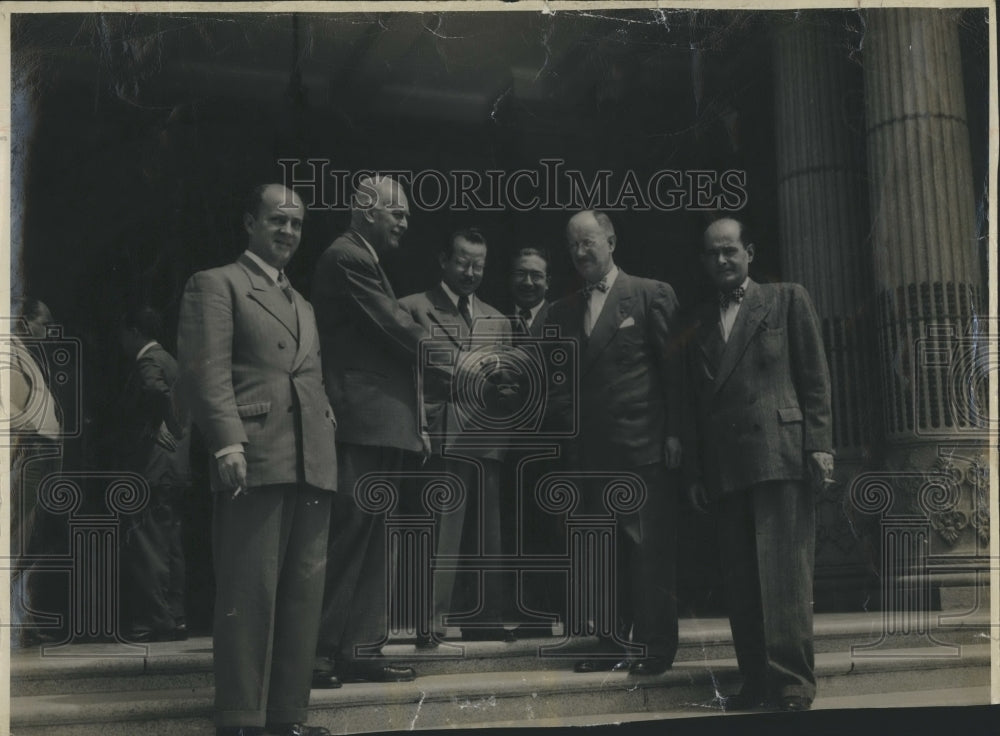 1946 Press Photo Aviation Dr. Mooney Arturo Herbruger Dr. Julio Bianchi Mario - Historic Images