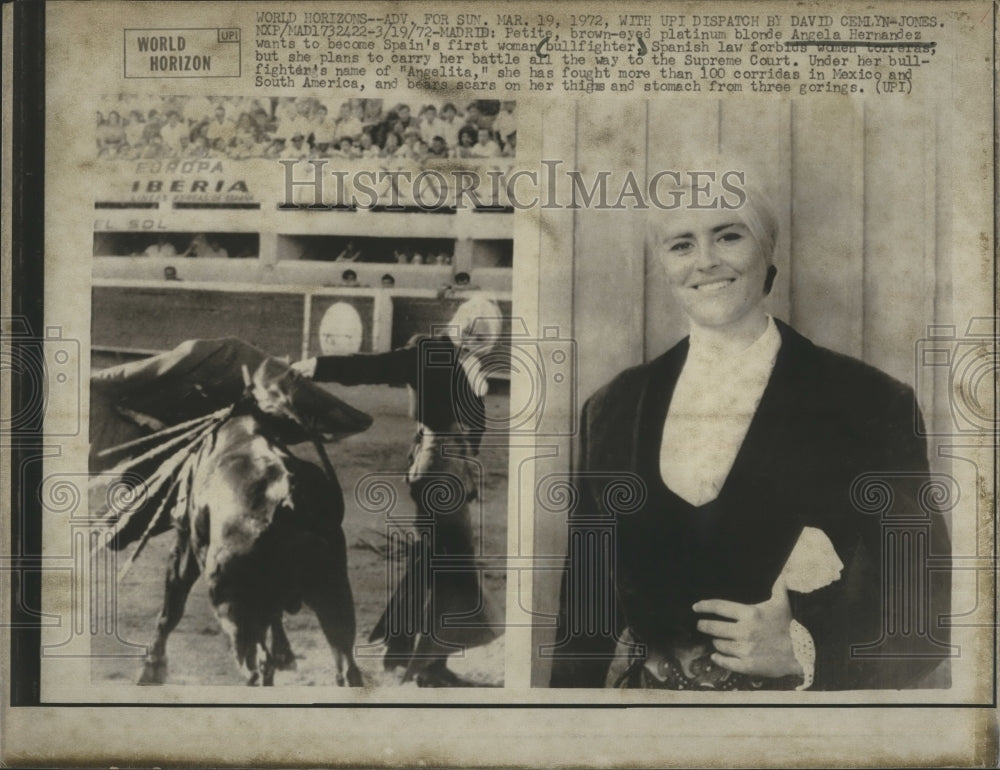 1972 Angela Hernandez Bullfighter-Historic Images