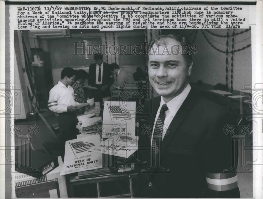 1969 Press Photo Dr. Ed Dombrowski Heads Up Week of Unity - Historic Images