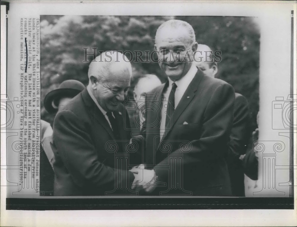 1967 Press Photo President Johnson Australian PM Harold Holt - Historic Images