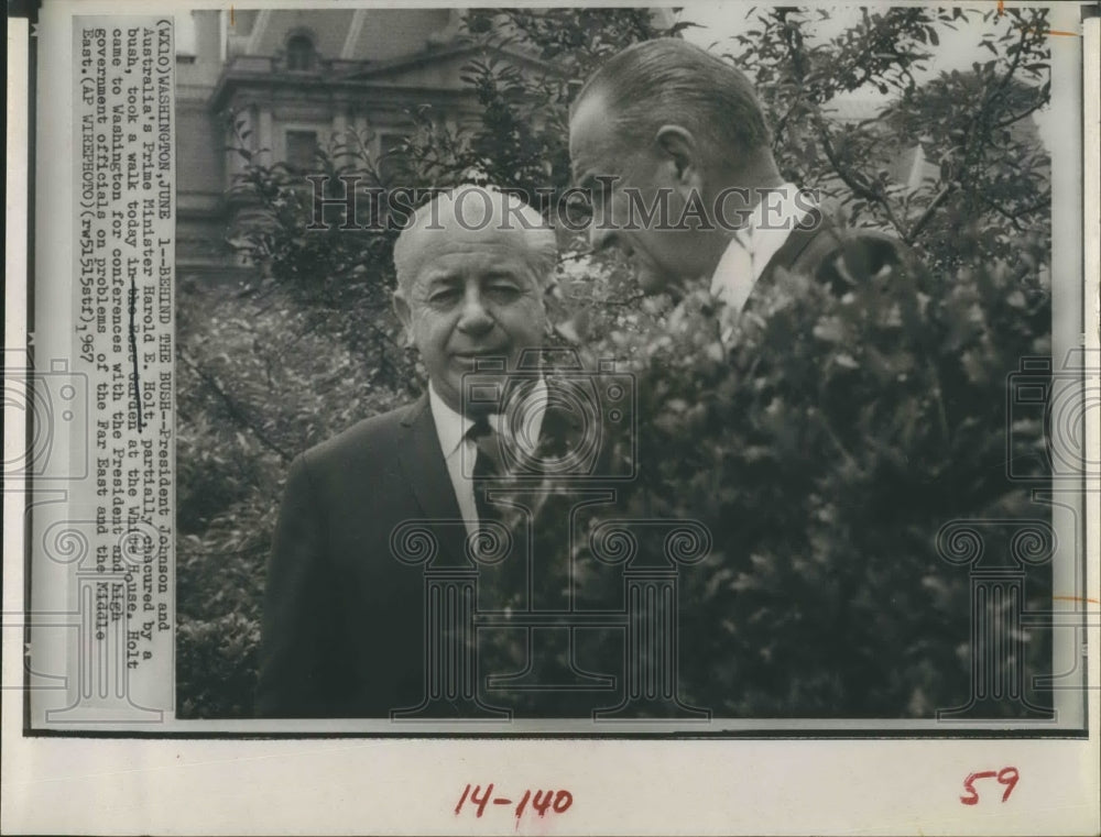 1967 Press Photo President Johnson Harold Holt AustraliaPM - RSH17799 - Historic Images