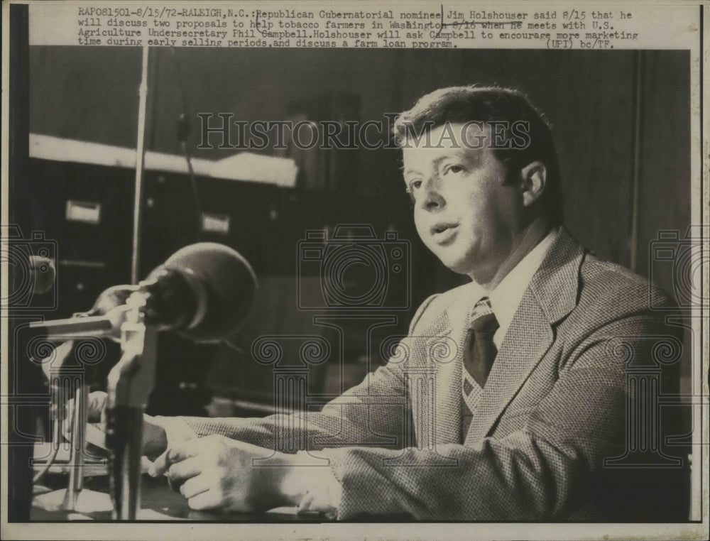 1972 Press Photo North Carolina GOP gubernatorial candidate Jim Holshouser - Historic Images