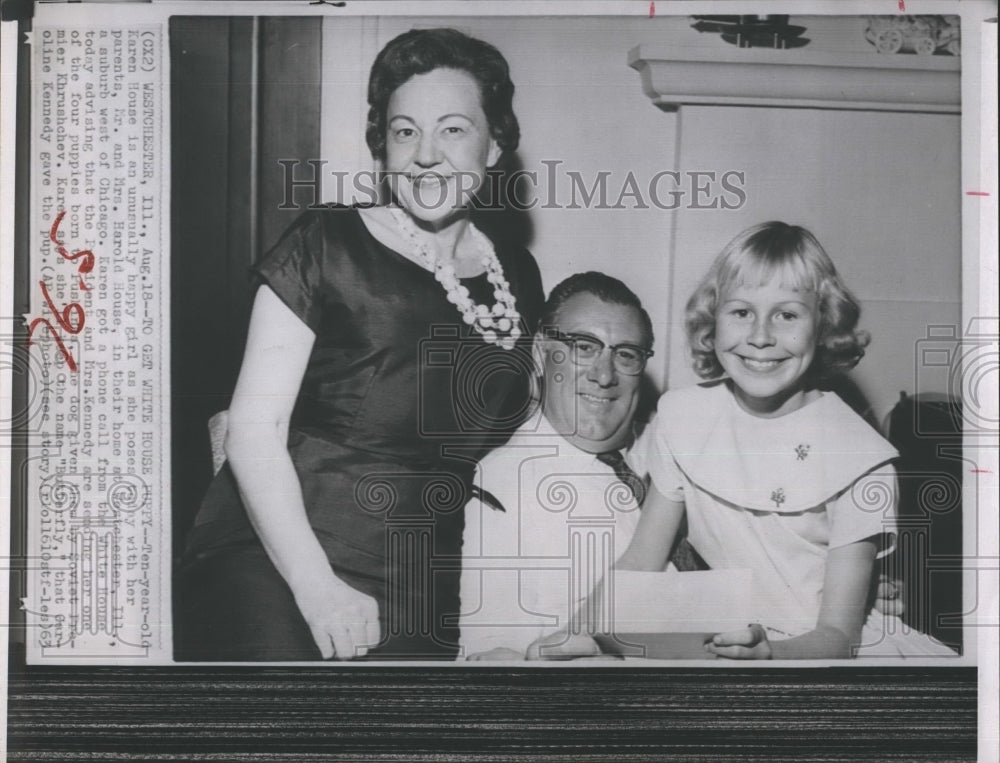 1963 Karen House Poses With Family Mr. Mrs. Harold House Illinois-Historic Images