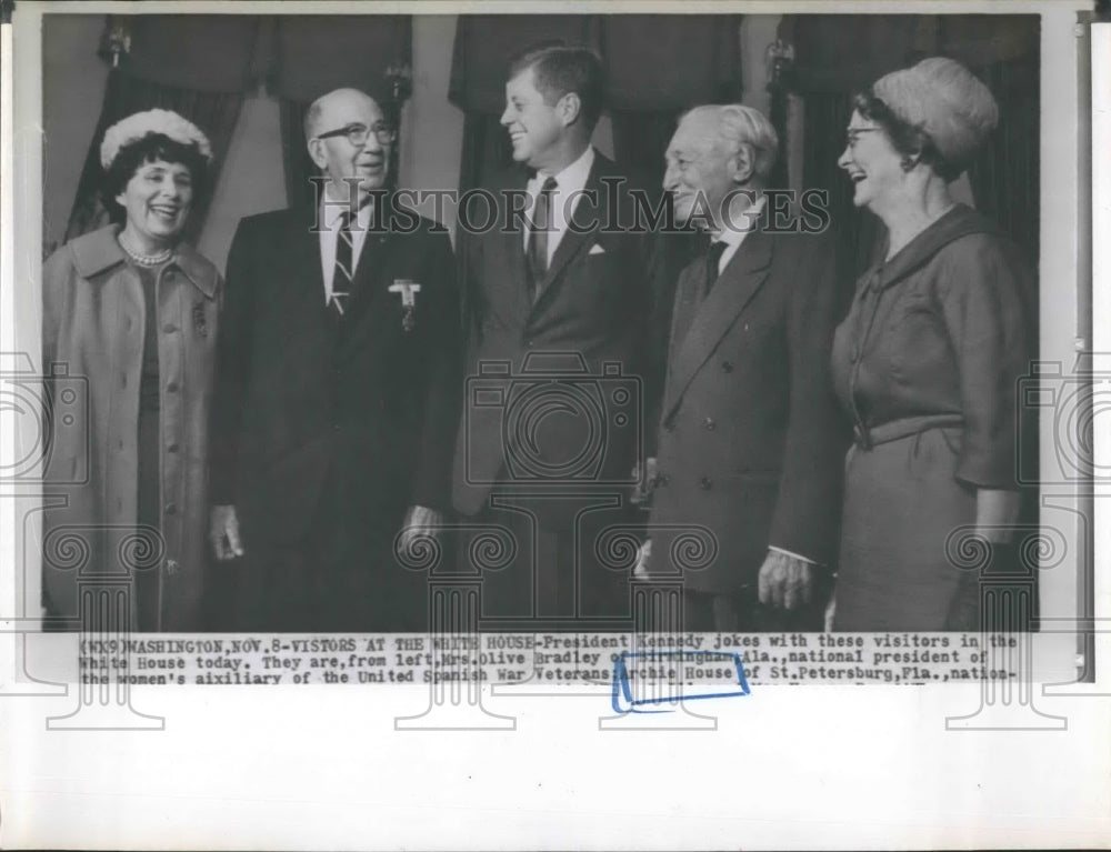 Press Photo Pres. Kennedy, Mrs Olive Bradley, and Archie House - Historic Images