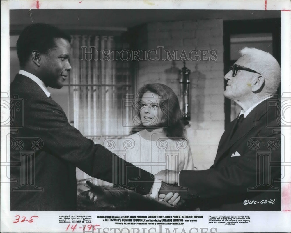 1968 Press Photo Spencer Tracy &amp; Sidney Poiter in &quot;Guess Who&#39;s Coming to Dinner&quot; - Historic Images