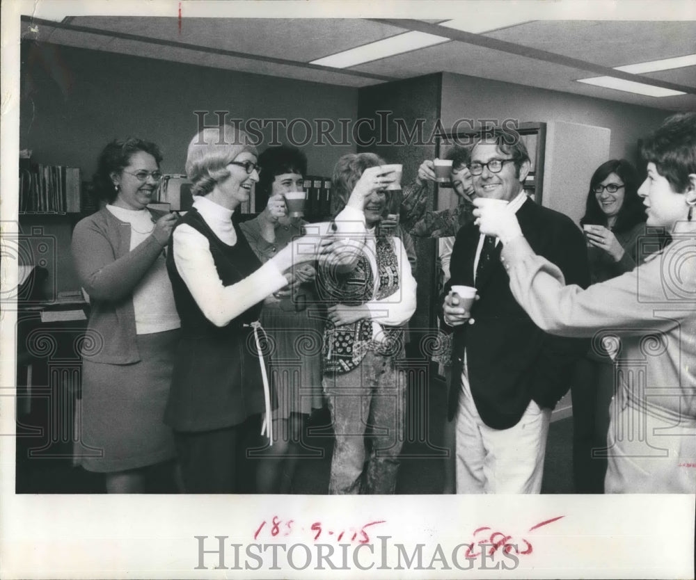 1972 Press Photo Bill Hough receives a toast from his employees. - RSH17941 - Historic Images