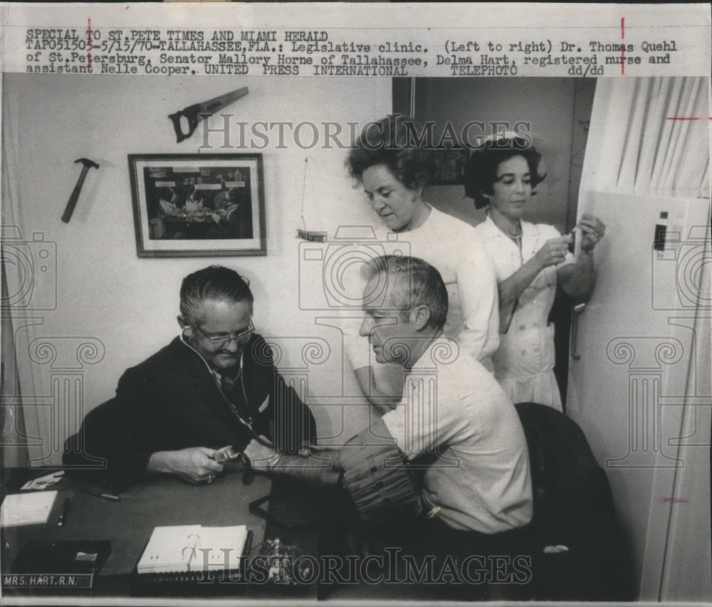 1970 Press Photo Dr. Thomas Quehl Sen. Mallory Horne RN Delma Hart, Nelle Cooper - Historic Images