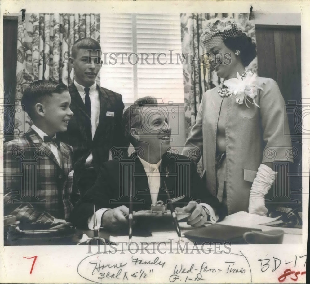 1963 Press Photo House Speaker Mallory Horne, Mrs. Horne, David, and Mallory, Jr - Historic Images