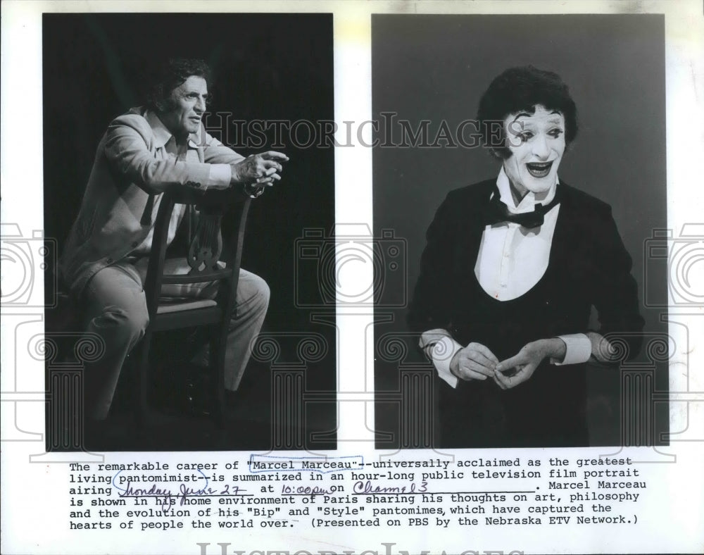 1983 Press Photo Marcel Marceau, Pantomimist - Historic Images