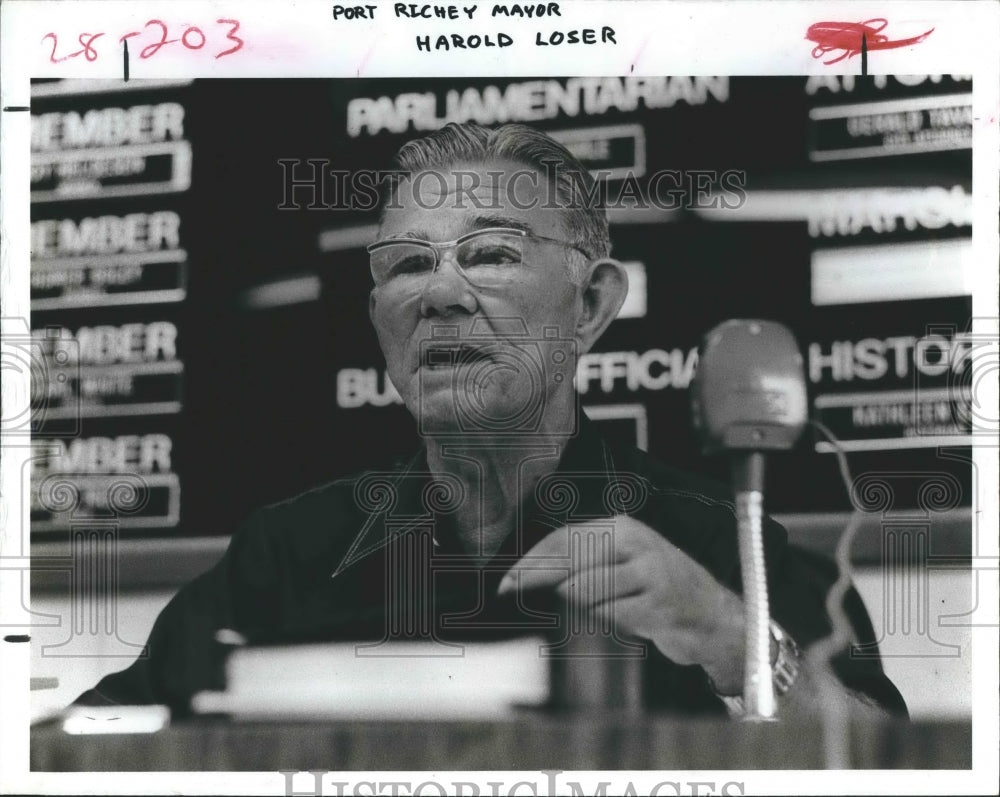 1985 Press Photo Harold Loser , Port Richey Mayor - RSH18305 - Historic Images