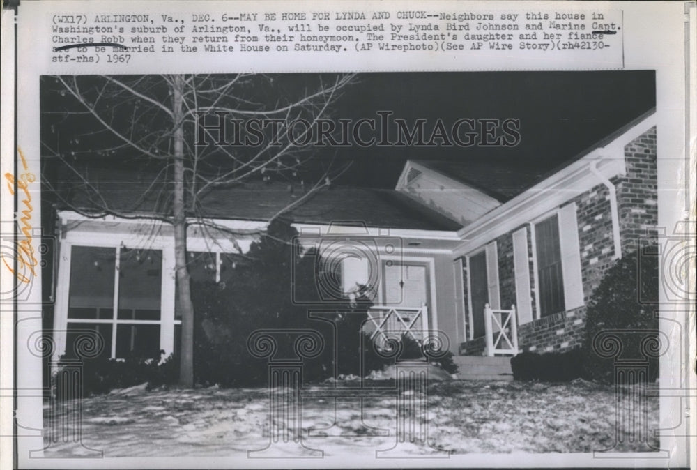 1967 Press Photo Home of Lynda Johnson and Fiancee Capt. Charles Robb - Historic Images