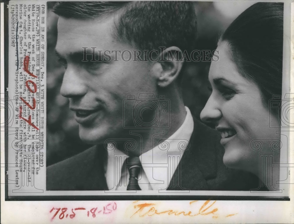 1967 Press Photo Lynda Bird Johnson and Fiancee Capt Charles S. Robb - Historic Images