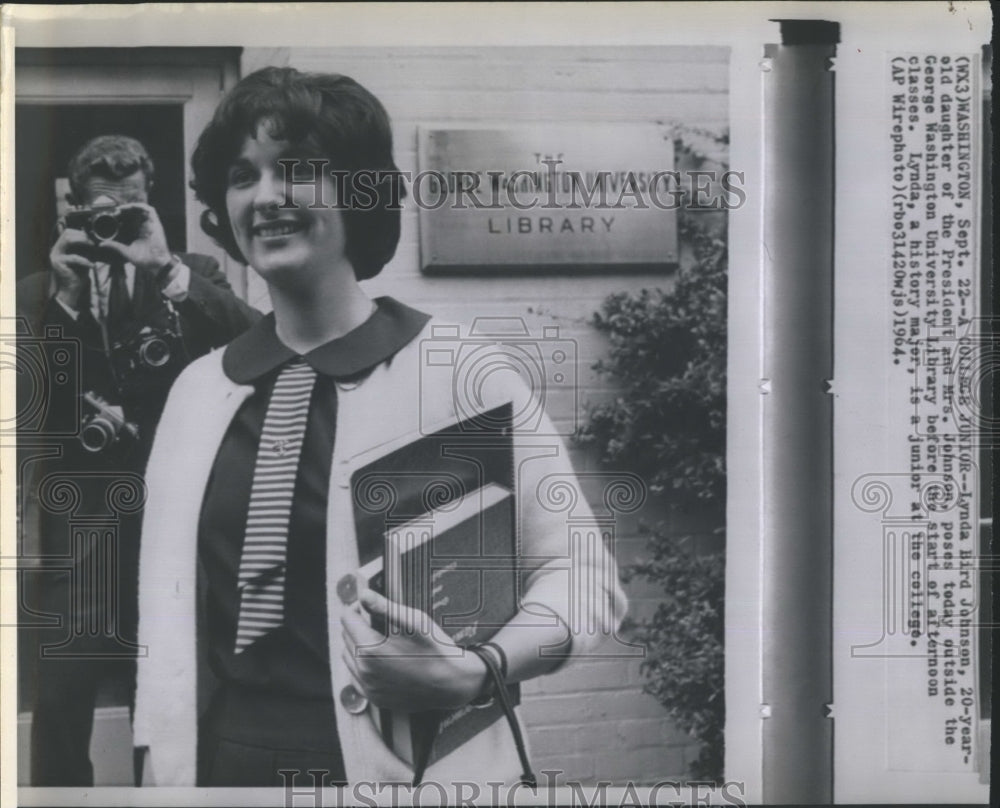 1964 Press Photo Lynda Bird Johnson  George Washington University Student - Historic Images