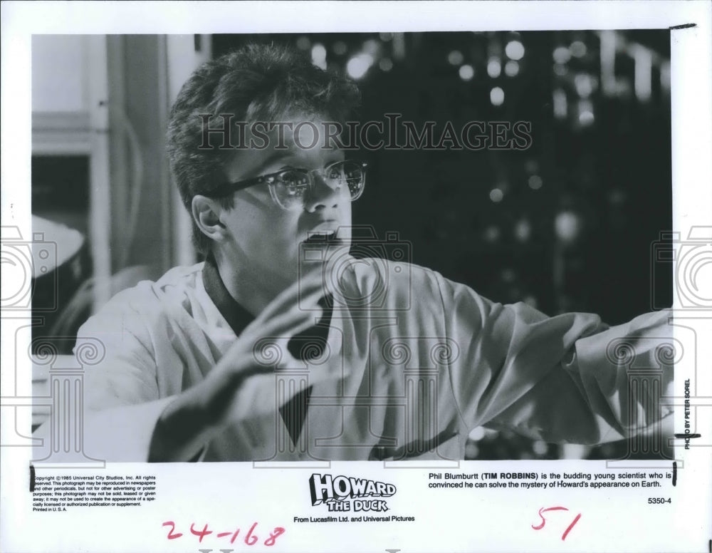 1986 Press Photo Tim Robbins in "Howard the Duck" - RSH18523 - Historic Images