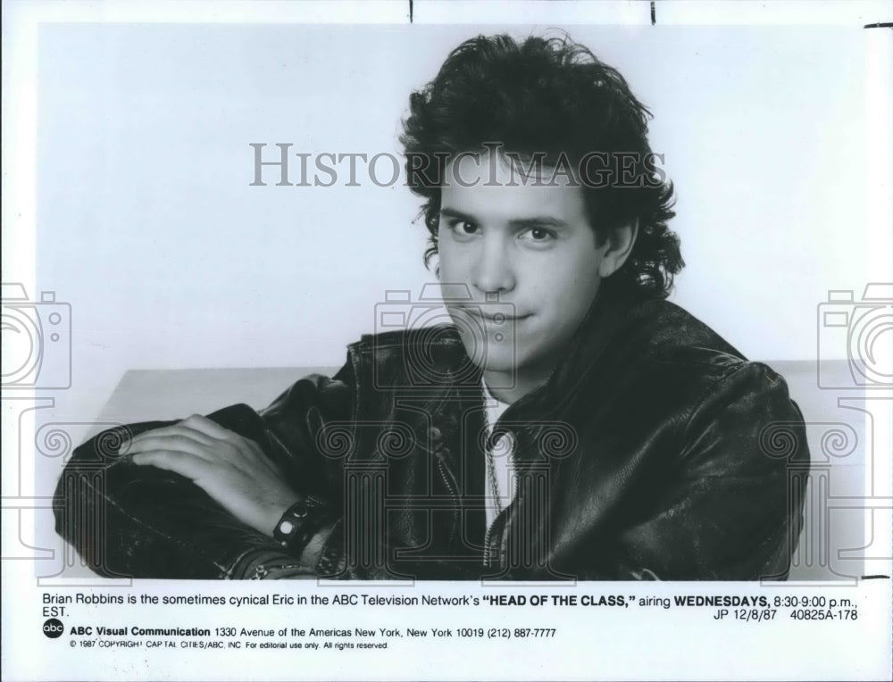 1987 Press Photo Actor Brian Robbins On ABC Television Show Head Of The Class - Historic Images