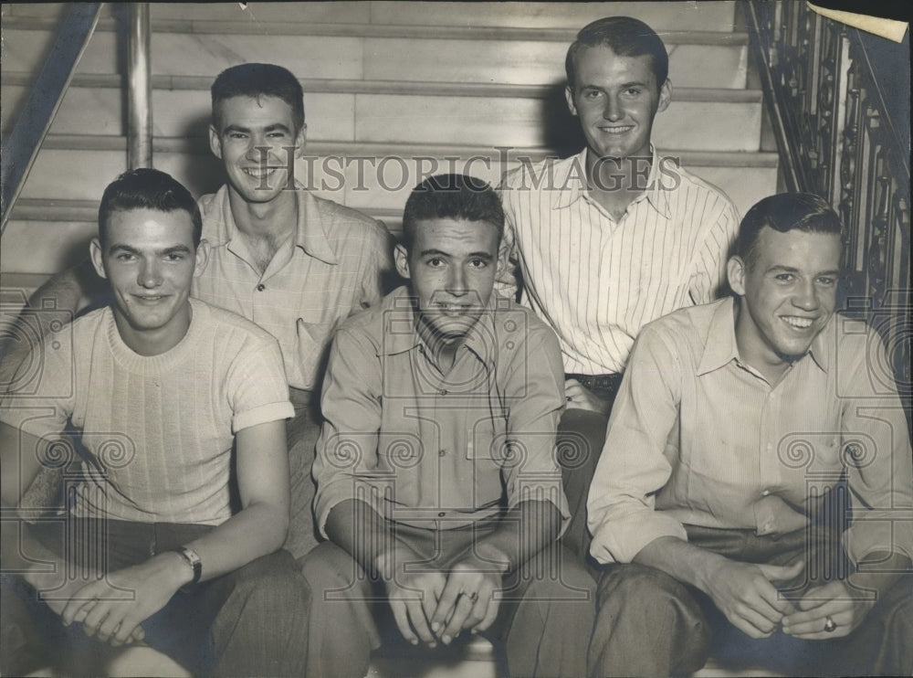 1946 Five Prominent Local Athletes of St.Prep School.-Historic Images