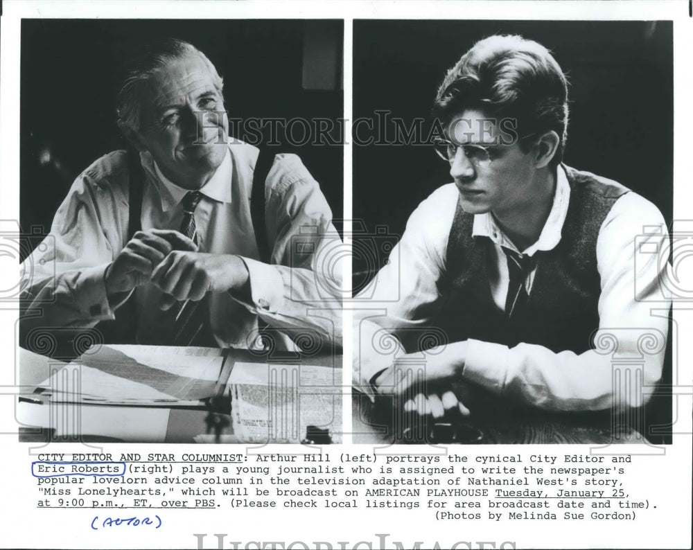 1983 Press Photo Actors Arthur Hill and Eric Roberts - RSH18637 - Historic Images