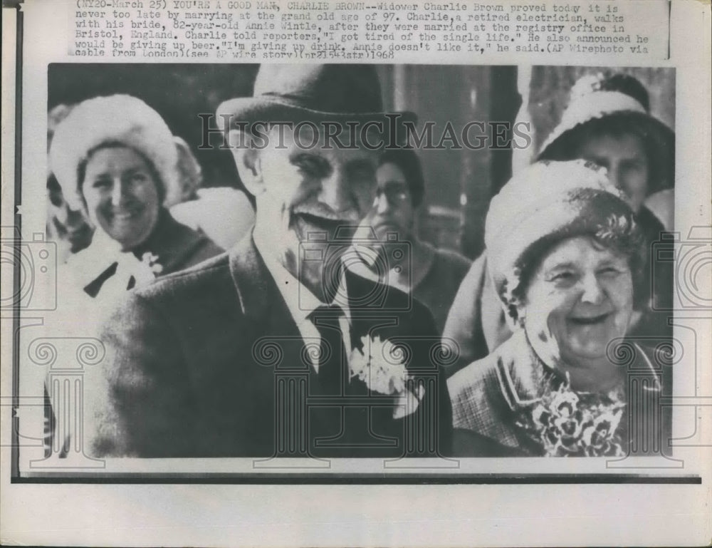 1968 Press Photo Charlie Brown 97 Annie Wintle 82 - Historic Images