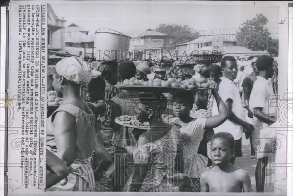 1964 Press Photo Marketplace  in Ghana - Historic Images