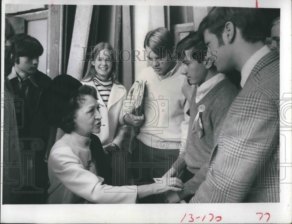 1969 Seer Jeane Dixon meets with students at Northeast High School.-Historic Images