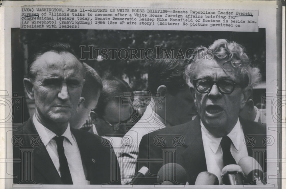 1966 Sen. Everett Dirkens talks to newsman.-Historic Images