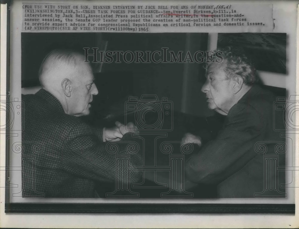 1965 Press Photo Senator Everett Dirksen News Reporter Jack Bell - RSH19609 - Historic Images