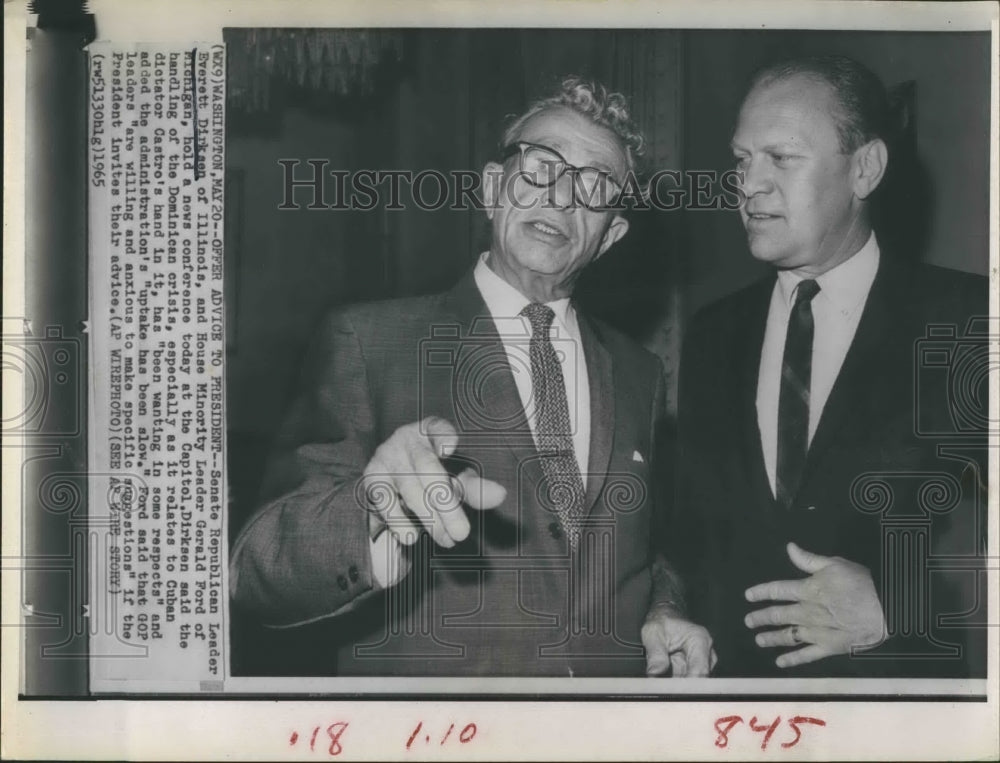 1965 Press Photo Senator Everett Dirksen Representative Gerald Ford - Historic Images