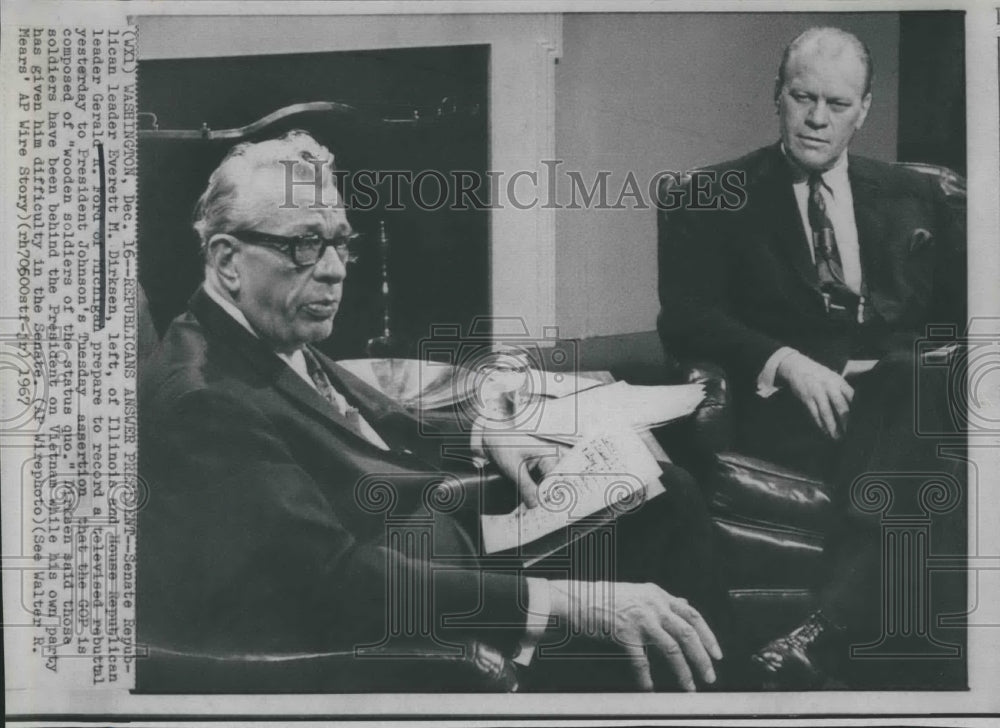 1967 Senate Leader Everett Dirksen on televise show.-Historic Images