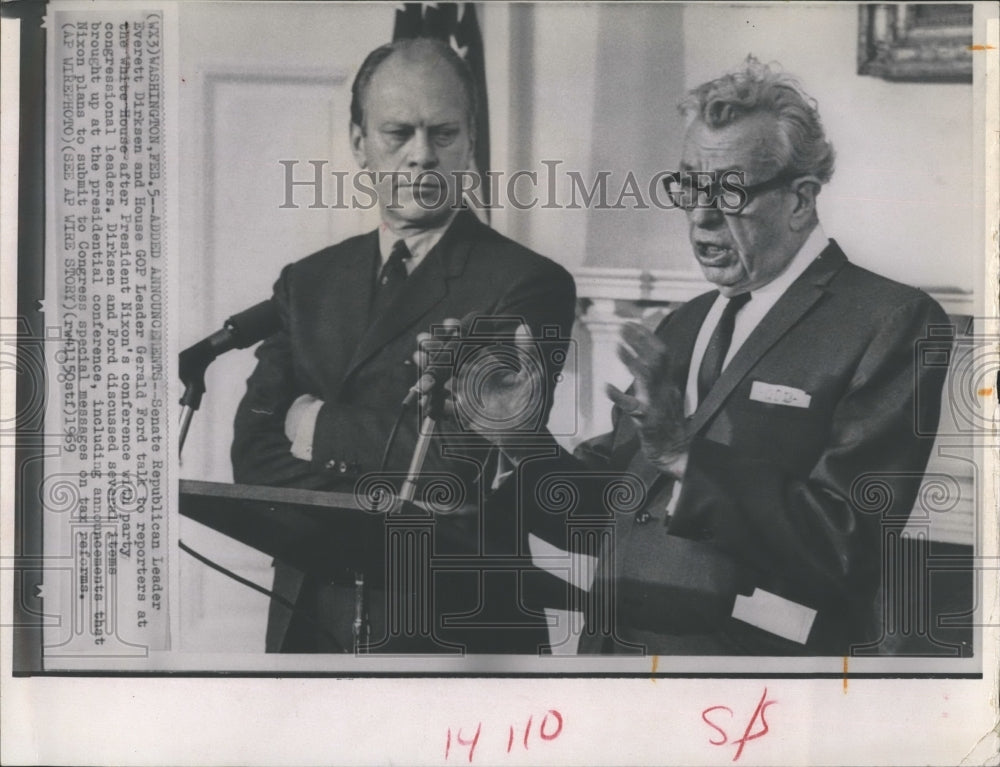 1969 Press Photo Senator Everett Dirksen Representative Gerald Ford - Historic Images