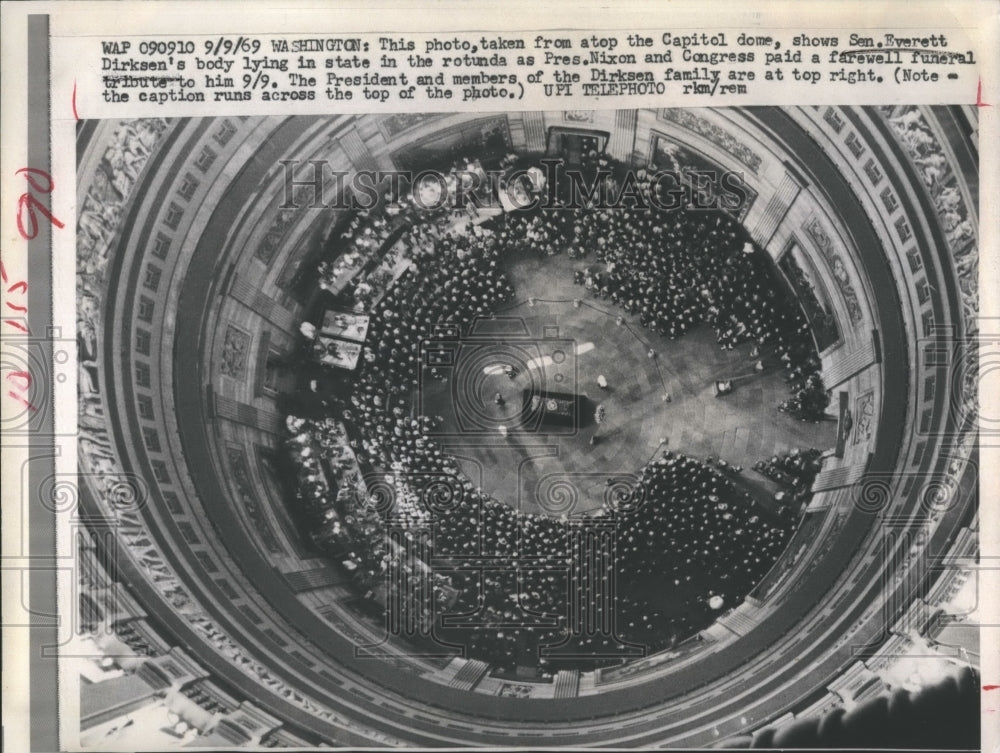 1969 Press Photo Senator Everett Dirksen Body Lying in State In Capitol Rotunda - Historic Images