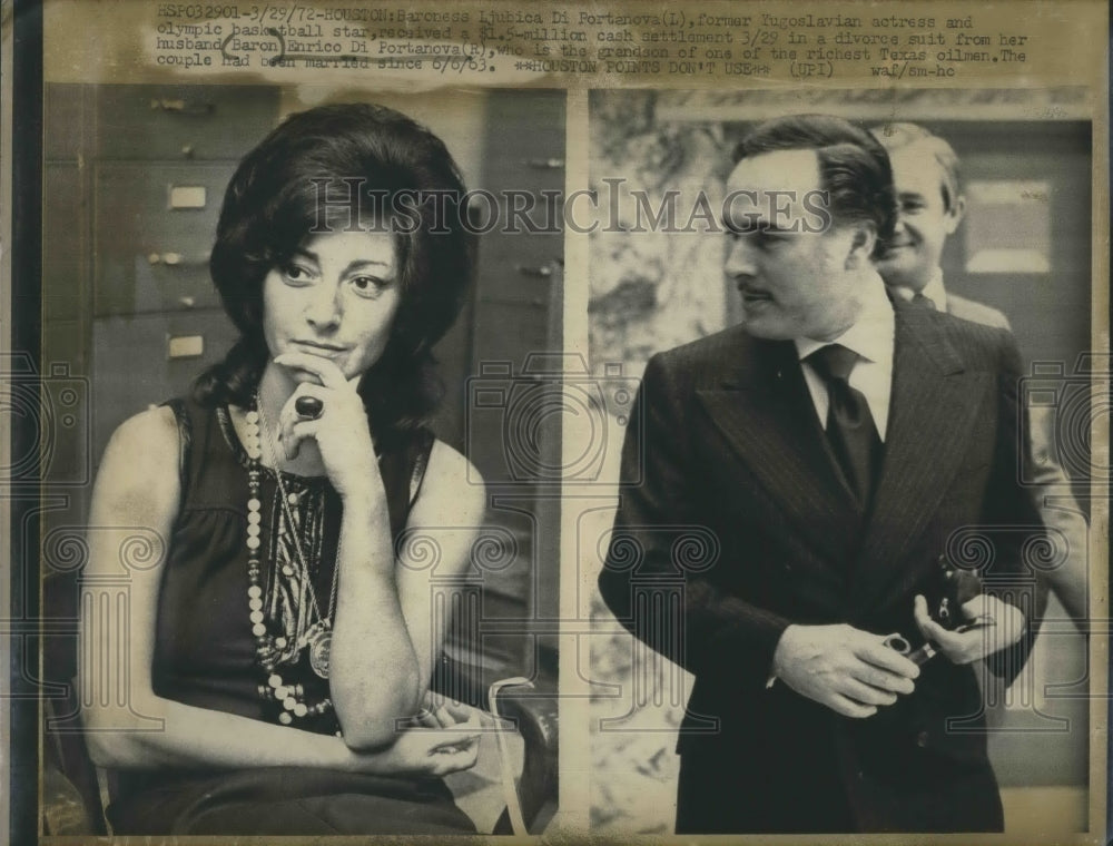 1972 Press Photo Baroness Ljubica Di Portanova Enrico Divorce - RSH19697 - Historic Images