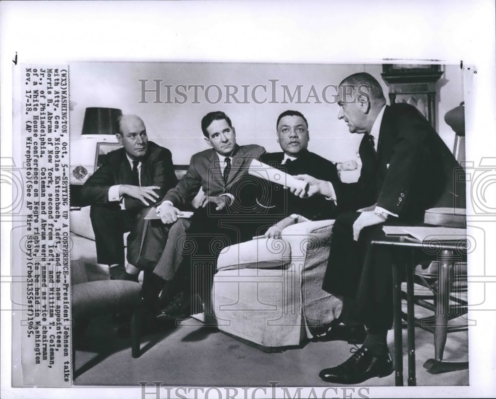 1965 Press Photo President Lyndon  Johnson Attorney General Nicholas Katzenbach - Historic Images