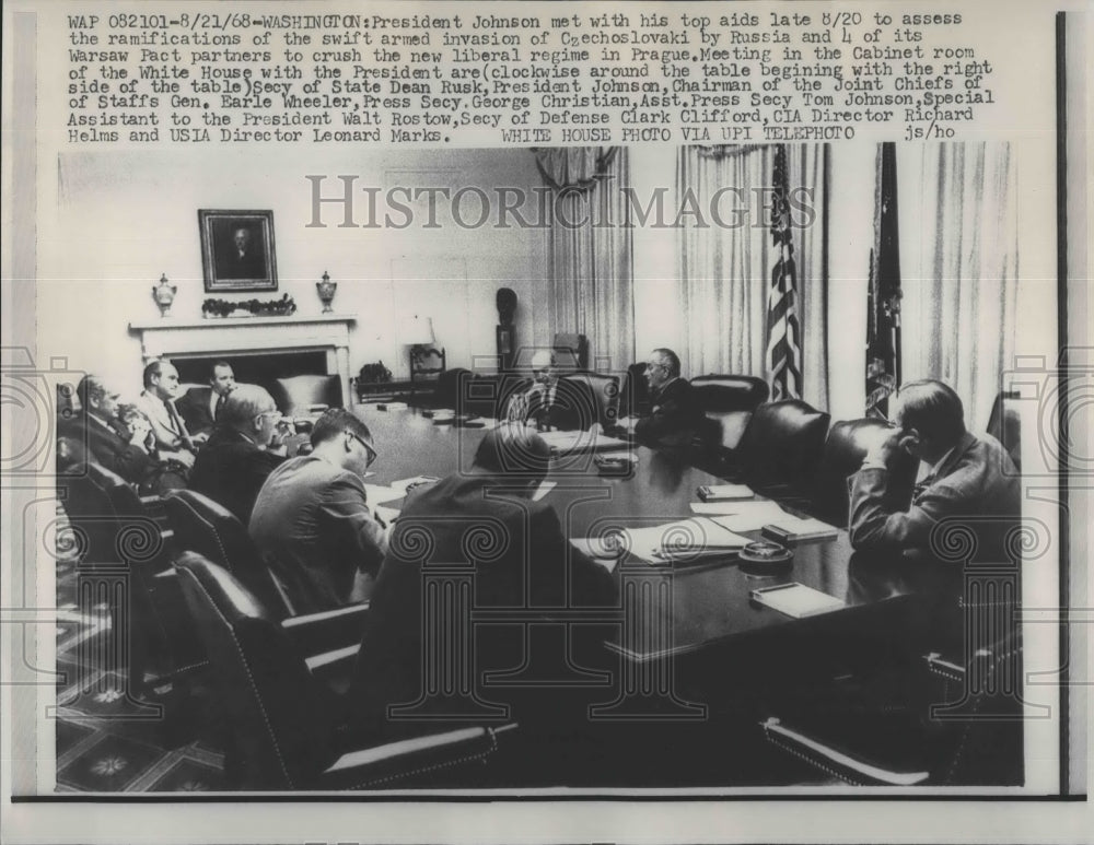 1968 President Lyndon B. Johnson Dean Rusk Earle Wheeler George-Historic Images