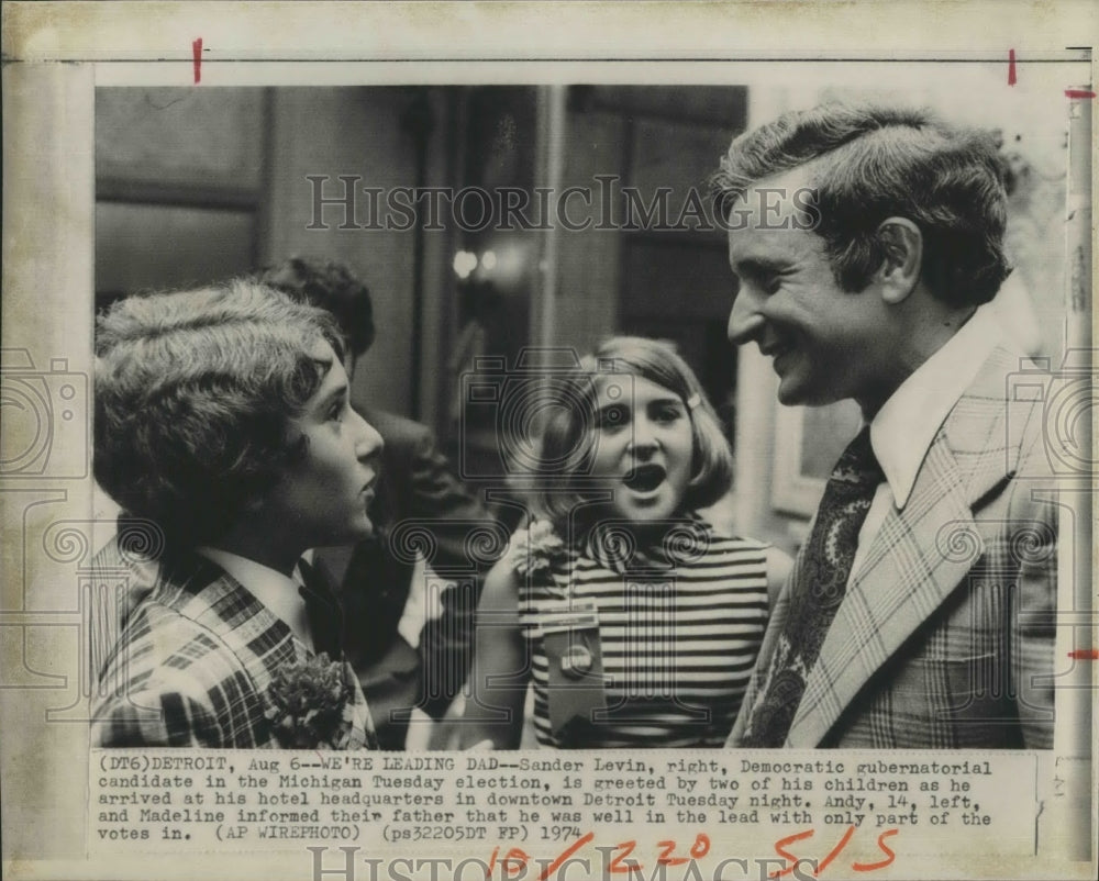 1974 Press Photo Democratic Gubernatorial Candidate Sander Levin Michigan - Historic Images