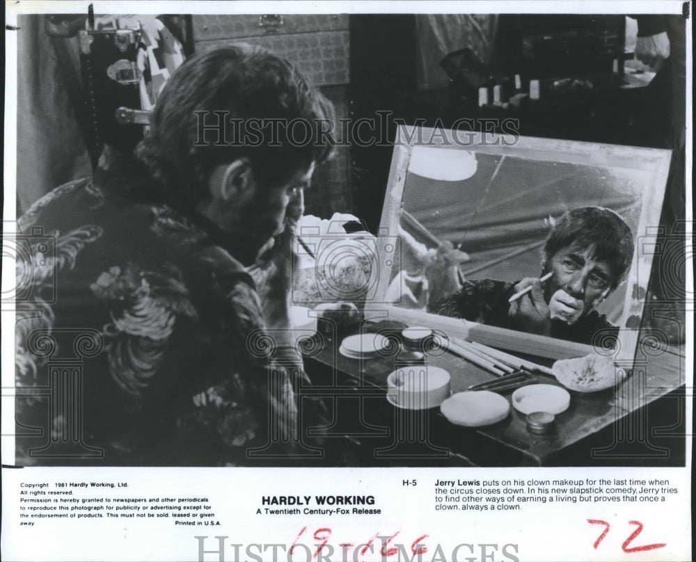 1981 Press Photo Jerry Lewis Actor Hardly Working - Historic Images