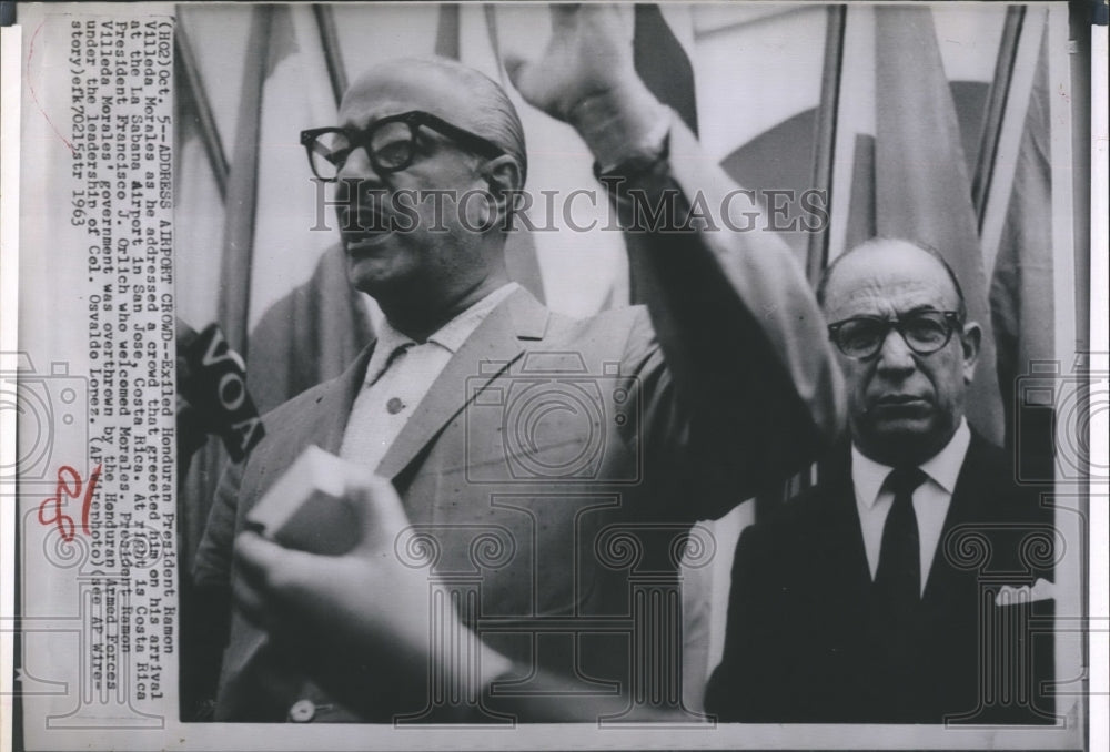 1963 Press Photo Costa Rican President Ramon Villeda Morales - Historic Images